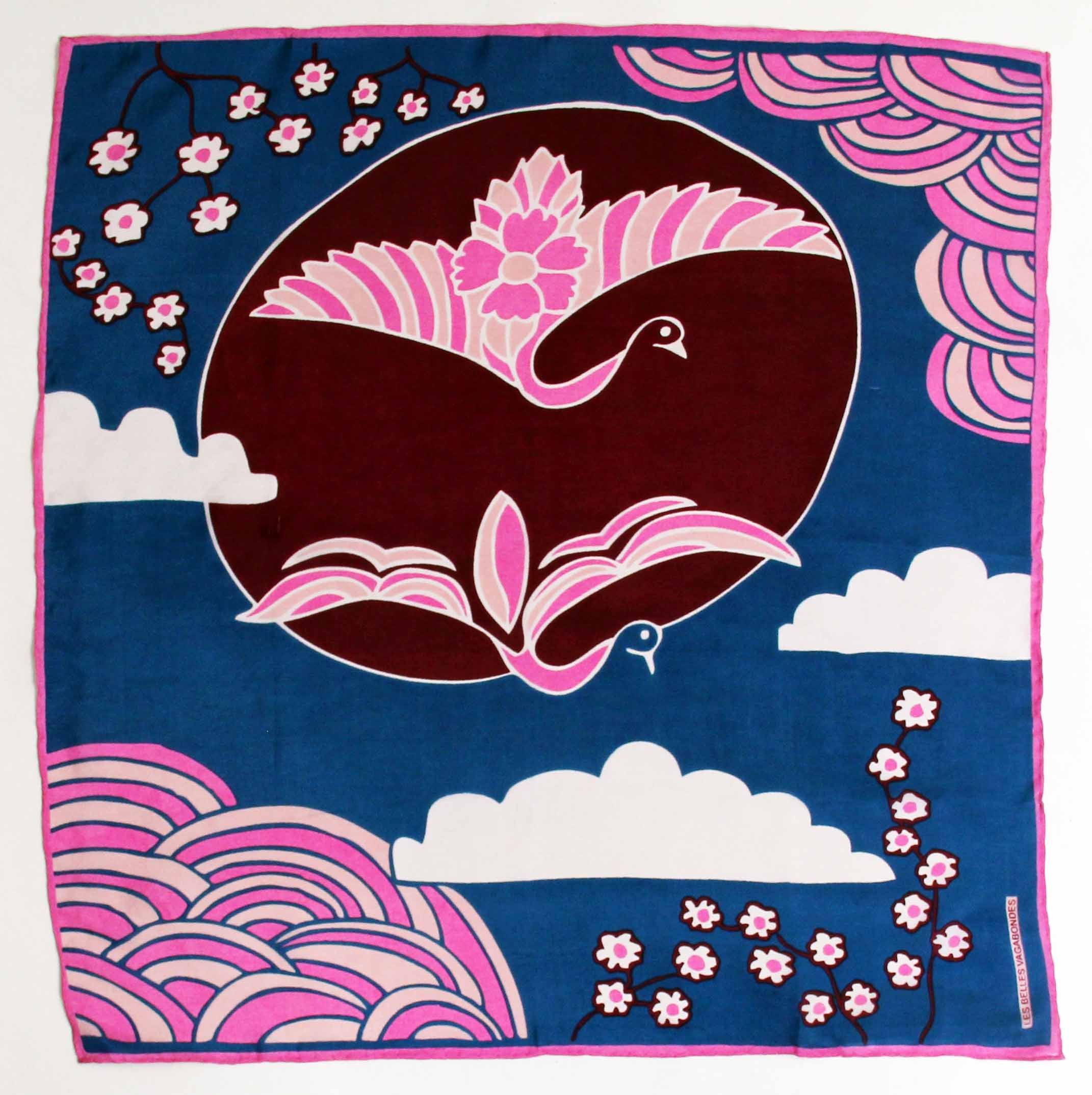 Mini foulard en soie Agami bleu