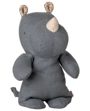 Doudou rhinocéros bleu grisé