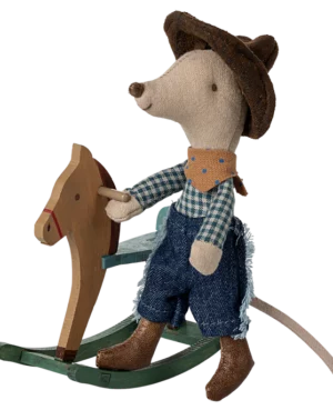 Souriceau cowboy sur son cheval