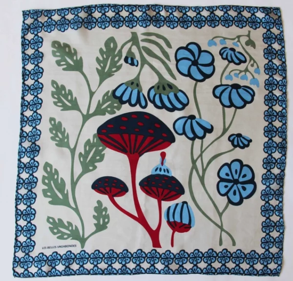 Mini foulard en soie Alice bleu