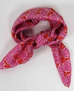 Mini foulard en soie Plumeria fuschia