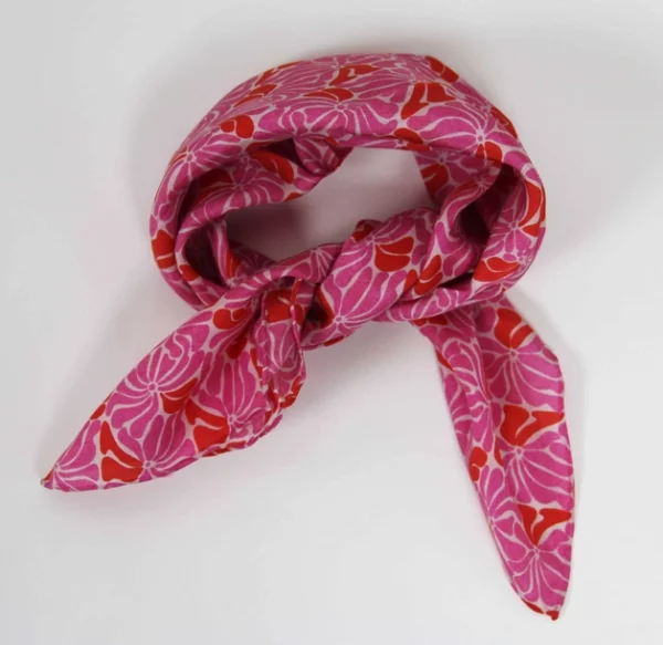 Mini foulard en soie Plumeria fuschia