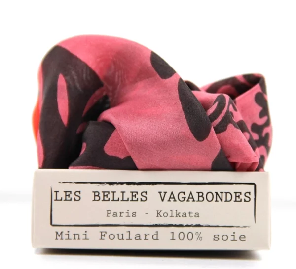 Mini foulard en soie Arum marron – Image 2
