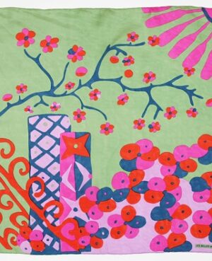 Mini foulard en soie Sakura vert