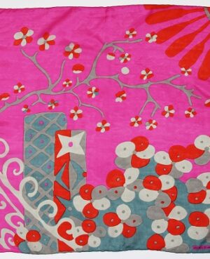 Mini foulard en soie Sakura fuschia