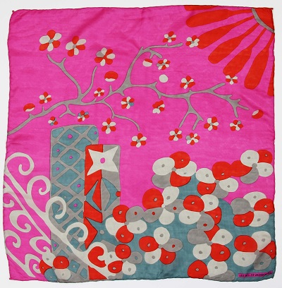 Mini foulard en soie Sakura fuschia