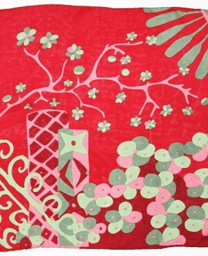 Mini foulard en soie Sakura rouge