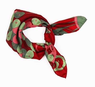 Mini foulard en soie Sakura rouge – Image 2