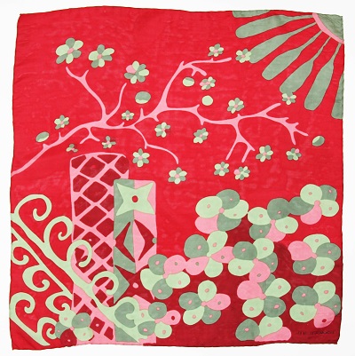 Mini foulard en soie Sakura rouge