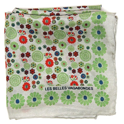 Mini foulard en soie Hanami vert