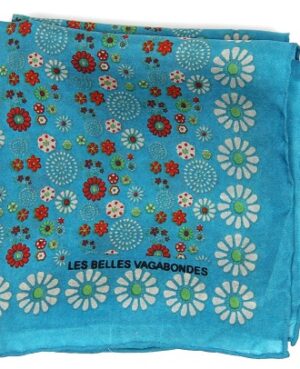 Mini foulard en soie Hanami turquoise