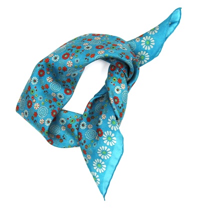 Mini foulard en soie Hanami turquoise – Image 2