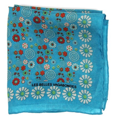 Mini foulard en soie Hanami turquoise