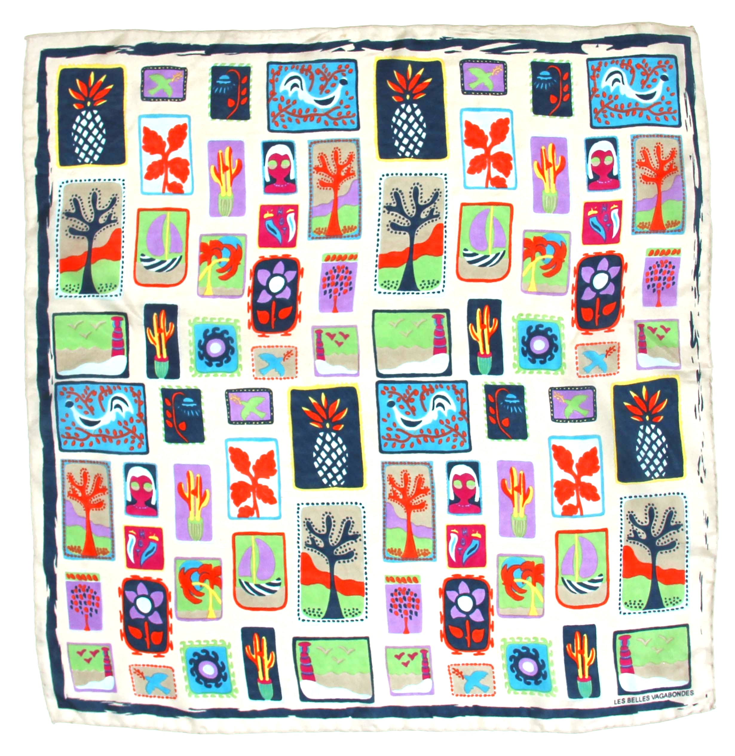 Mini foulard en soie Postcard marine – Image 2