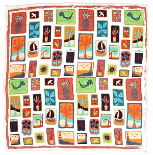 Mini foulard en soie Postcard orange