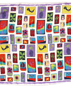 Mini foulard en soie Postcard prune