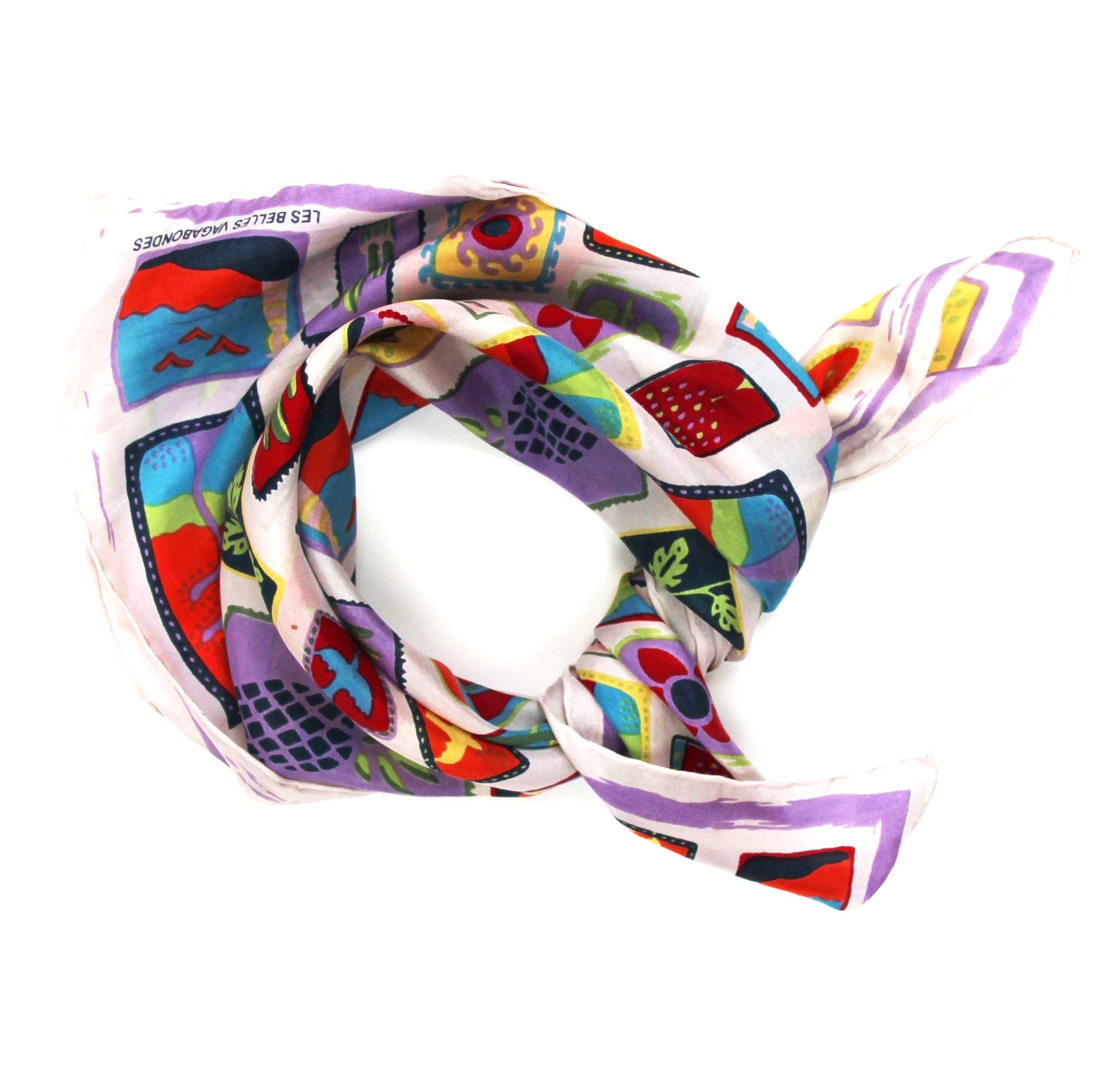 Mini foulard en soie Postcard prune – Image 2