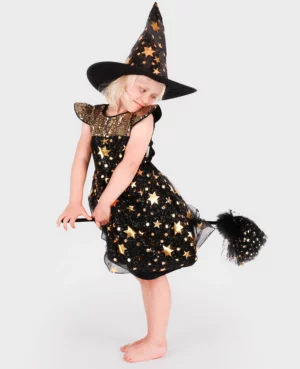 Robe de sorcière étoiles avec chapeau
