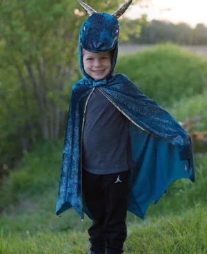 Cape de dragon bleu nuit 5-6 ans